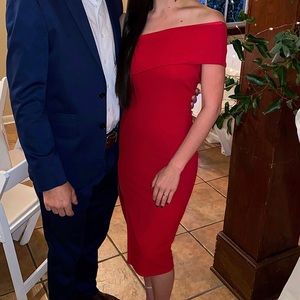 Red Midi Bodycon dress